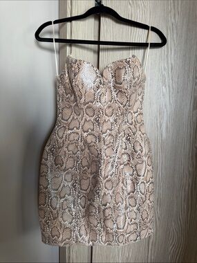 Snake Print Mini Dress with Sweetheart Neckline